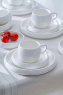 Bianco Perla Frühstücksset – 33-teilig für 6 Personen | Weißes Porzellan mit Kaffeetassen
