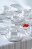Bianco Perla Frühstücksset – 33-teilig für 6 Personen | Weißes Porzellan mit Kaffeetassen