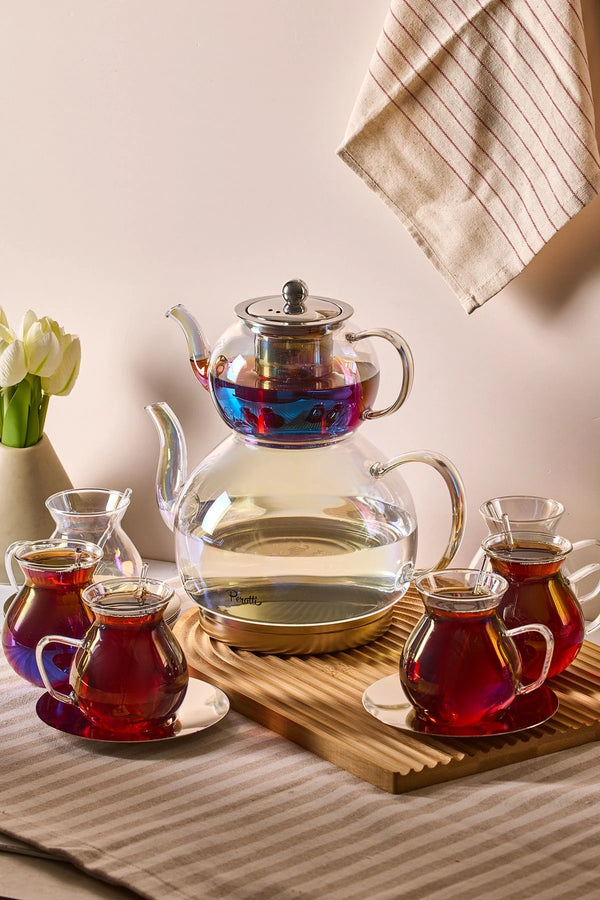 Keyf-i Ala Luster Premium Teeset – 20-teiliges Borosilikatglas-Set mit Induktionsboden