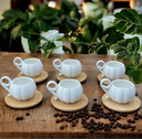 Lavin Premium Kürbis-Kaffeetassen mit Bambusuntertassen – 6er-Set