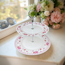 Runde Servierplatte · Creme & Rosa · 25 cm