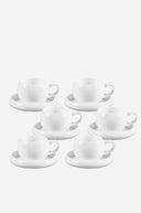 Kaffeeservice 12-teilig für 6 Personen – Kaffeetassen mit Untertassen, Weiss, 220 ml