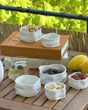 Nordic Müslischalen Set Weiss Glänzend 6-teilig – Porzellan Dessertschalen 12 cm
