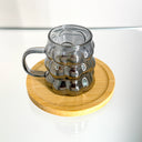 Mini Bubble Tassen-Set – 12-teilig mit Bambusuntersetzer – Rauchgrau