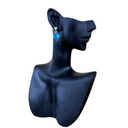 Herz Ohrringe mit blauem Stein (925 Silber)