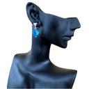 Herz Ohrringe mit blauem Stein (925 Silber)