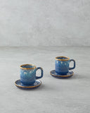 English Home Alicent Seramik 4-teiliges 2-Personen Double Kaffee Set – 150 ml Blau