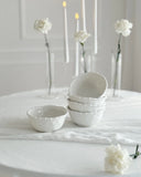 Almina Pearly Müslischalen 6er Set – Porzellan – Weiss – Ø 11,4 cm