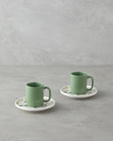 Thalia Bone Porzellan Kaffeetassen-Set 4-teilig | 2 Personen | 90 ml | Grün