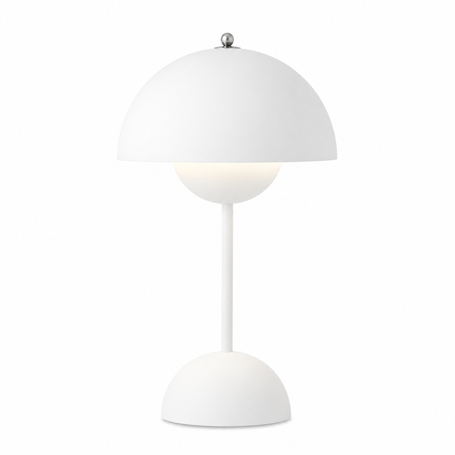 Mushroom LED Tischlampe Weiss – Akkubetrieb, Touch-Dimmer, 30 cm