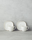 Aren Porzellan Kaffeetassen-Set 4-teilig | 2 Personen | 80 ml | Gold