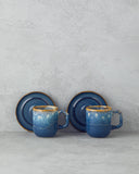English Home Alicent Seramik 4-teiliges 2-Personen Double Kaffee Set – 150 ml Blau