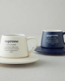 Phoebe New Bone Espresso-Set (4-teilig, 2 Personen) – Dunkelblau & Creme