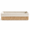 Aufbewahrungskorb rechteckig mit Leinenfutter – Natur, 32 × 10 × 8 cm