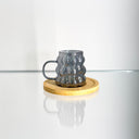 Mini Bubble Tassen-Set – 12-teilig mit Bambusuntersetzer – Rauchgrau