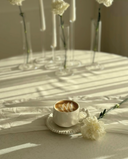 Kaffeetassen Set mit Untertassen 12-teilig 180 ml – Pearly Porzellan Weiß