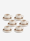 Kaffeeservice 12-teilig für 6 Personen – Kaffeetassen mit Untertassen, Beige, 220 ml