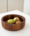 Akazienholz Servierschale Stripe 26 cm – Dekoschale, Obstschale & Snackschale