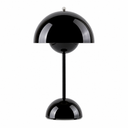Mushroom LED Tischlampe Schwarz glänzend – Akkubetrieb, Touch-Dimmer, 30 cm