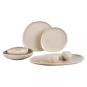 Almina Wave Biscuit Geschirrset 27-teilig aus Porzellan für 6 Personen – Beige
