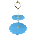 Etagère "Flora" Blau – 2-stöckig mit Goldgriff