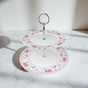 Runde Servierplatte · Creme & Rosa · 25 cm
