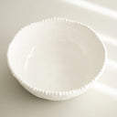 Almina Pearly Servierschale 22 cm – Porzellan Salat- & Obstschale Weiss