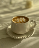Kaffeetassen Set mit Untertassen 12-teilig 180 ml – Pearly Porzellan Weiß