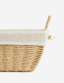 Wäschekorb geflochten mit Deckel & Leinenfutter – Natur, 58 × 40 × 15 cm