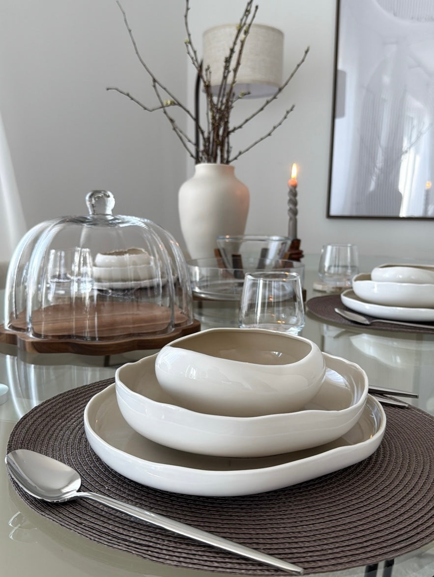 ALMINA Wave Cream Tafelservice 27-teilig