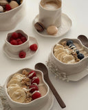 Nordic Salatschüssel Creme Glänzend 23 cm – Porzellan Obstschale & Servierschüssel