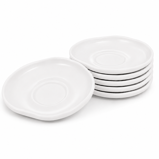 Almina Wave Untertassen 6er Set aus Porzellan 12,5 cm – Weiss