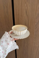 Almina Bloomy Kaffeeservice 12-teilig aus Porzellan für 6 Personen – Creme