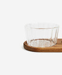 Servierset mit 3 Glasschalen & Akazienholz-Servierbrett – 42 cm