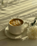 Kaffeetassen Set mit Untertassen 12-teilig 180 ml – Pearly Porzellan Weiß
