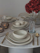 Almina Wave Biscuit Geschirrset 27-teilig aus Porzellan für 6 Personen – Beige