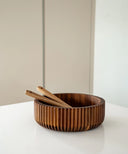 Akazienholz Servierschale Stripe 26 cm – Dekoschale, Obstschale & Snackschale