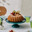 Karaca Teo Grün – 7-teiliges Glas-Tellerset mit Kuchenständer