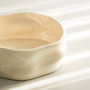 Nordic Salatschüssel Creme Glänzend 23 cm – Porzellan Obstschale & Servierschüssel