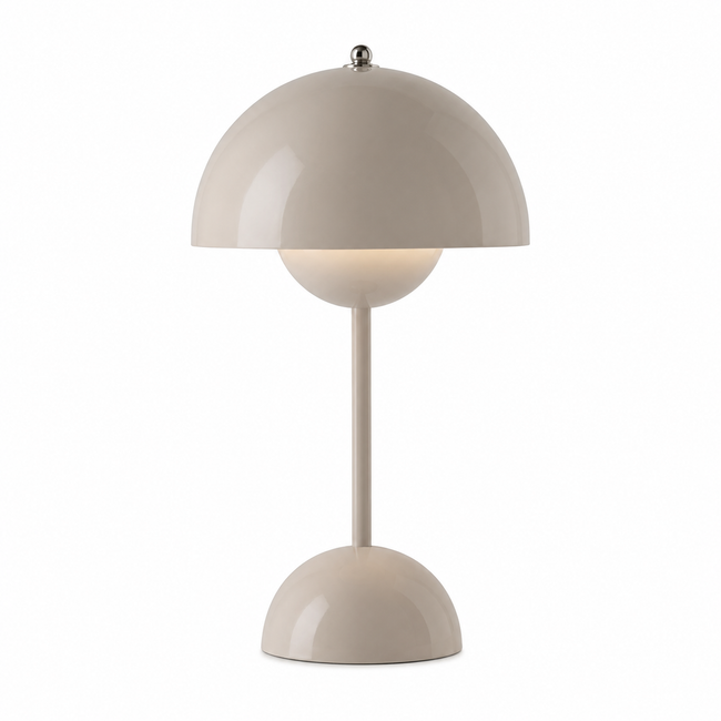 Mushroom LED Tischlampe Beige – Akkubetrieb, Touch-Dimmer, 30 cm