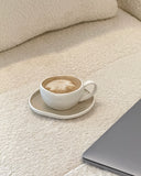 Bricard Barles Untertassen Set 6-teilig in Weiss/Taupe