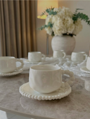 Kaffeetassen Set mit Untertassen 12-teilig 180 ml – Pearly Porzellan Weiß