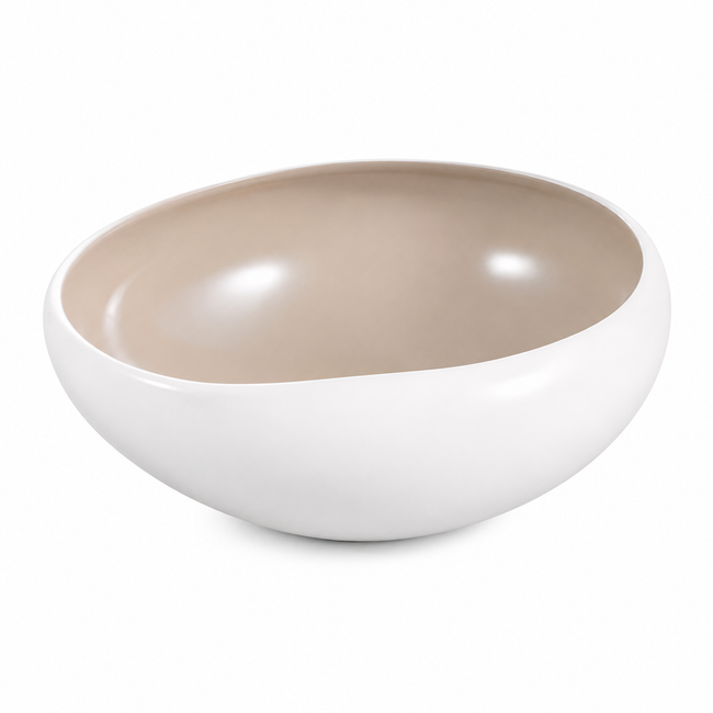 Almina Wave Cream Servierschale aus Porzellan 23 cm – Weiss-Beige