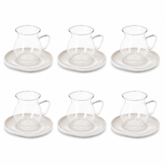 Teegläser-Set mit Untertassen 12-teilig für 6 Personen