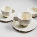 Espresso Tassen Set, 12-tlg., Steinzeug, 6 Tassen + 6 Untertassen, Creme