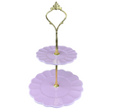 Etagère "Flora" Rosa – 2-stöckig mit Goldgriff