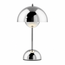 Mushroom LED Tischlampe Silber glänzend – Akkubetrieb, Touch-Dimmer, 30 cm