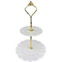 Etagère "Flora" Weiß – 2-stöckig mit Goldgriff
