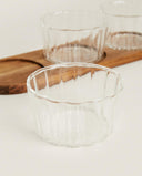 Servierset mit 3 Glasschalen & Akazienholz-Servierbrett – 42 cm