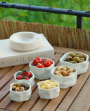 Nordic Müslischalen Set Weiss Glänzend 6-teilig – Porzellan Dessertschalen 12 cm